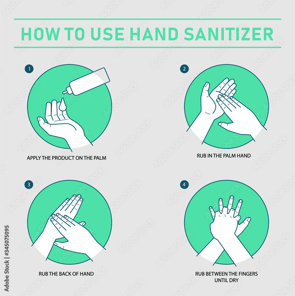 How to sanitize your hands vector sign board. Hand sanitize vector