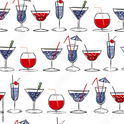 Hand drawn summer cocktail seamless pattern vector EPS10 design for fashion,fabric,web,wrapping,wallpaper and all prints
