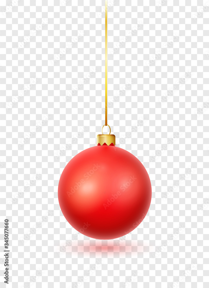 Red Christmas ball with ribbon and bow. Realistic isolated vector. New year toy decoration. Holiday decoration element Red Christmas ball with ribbon and bow. Realistic isolated vector. New year toy decoration. Holiday decoration element