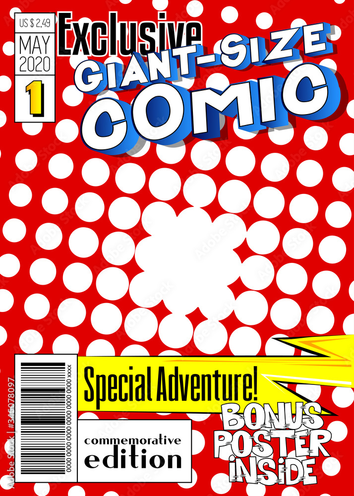Random Comic Cover Editable comic book cover with simple explosion background. Vector ...