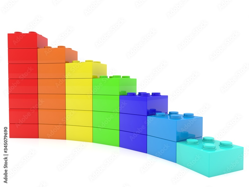 Fototapeta premium Abstract business schedule from colored toy bricks on a white background