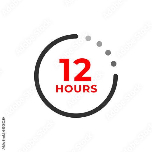 12h color icon and time concept