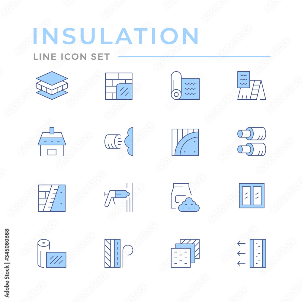 Set color line icons of insulation Set color line icons of insulation