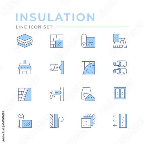 Set color line icons of insulation