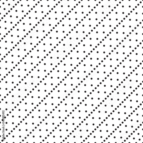 Polka dot background, diagonal. Seamless pattern, black and white. Vector illustration, EPS 10