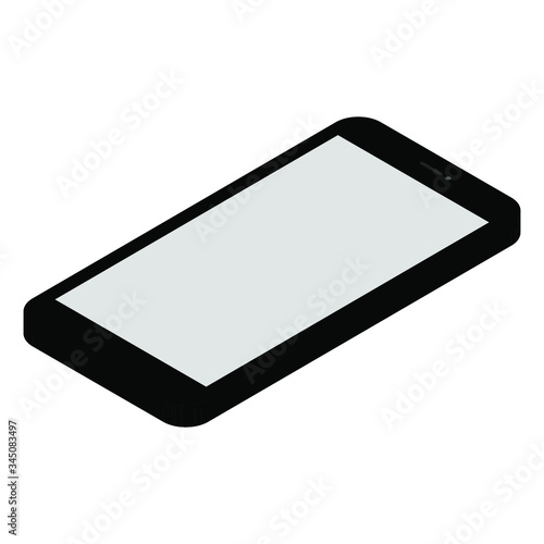 Phone with a white screen in isometry isolated on a white background, vector stock illustration.