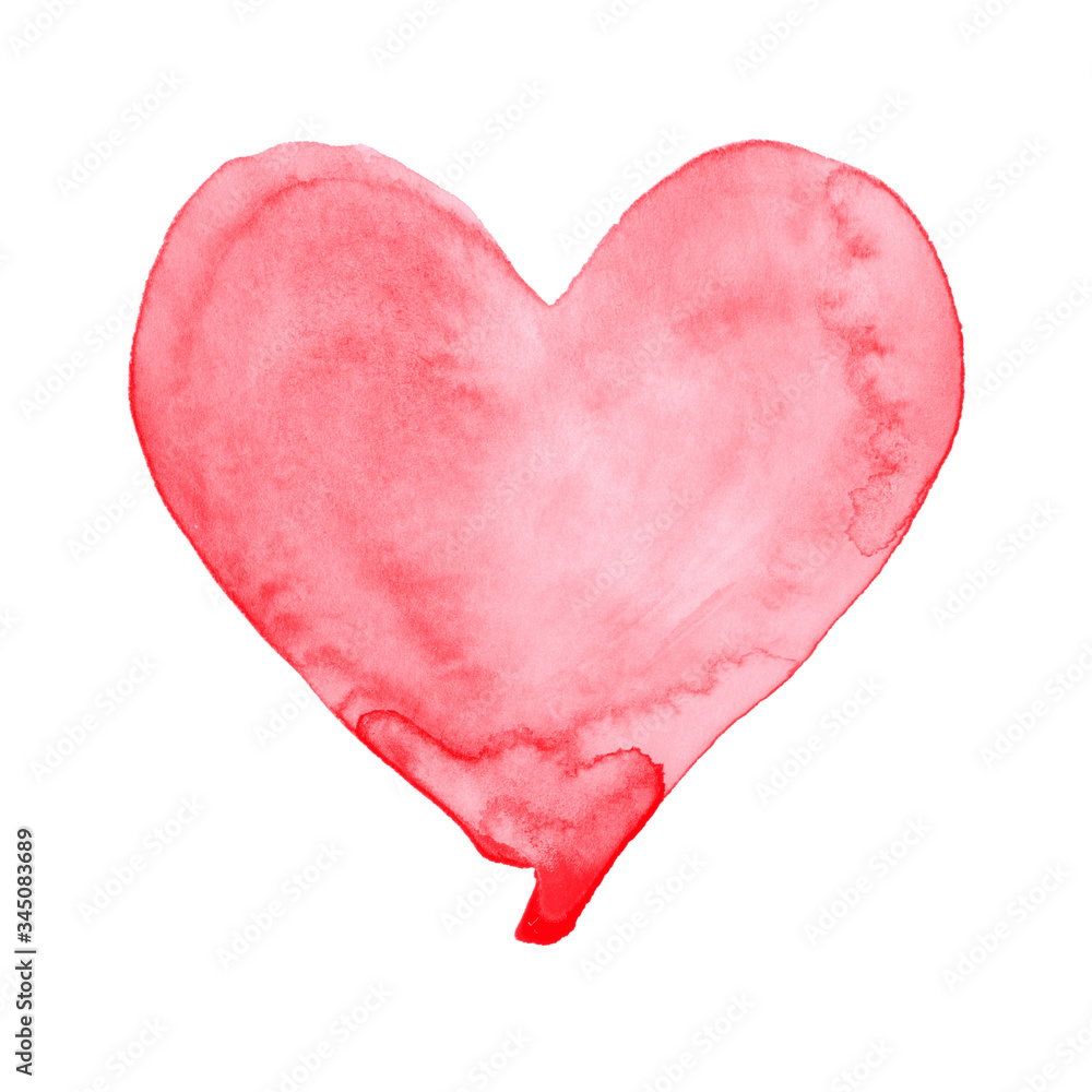 Hand-drawn painted cute pink heart, element for design. Valentine's day. For holiday, postcard, poster, carnival, banner, birthday illustration. Watercolor Beautiful heart. Love Hand-drawn painted cute pink heart, element for design. Valentine's day. For holiday, postcard, poster, carnival, banner, birthday illustration. Watercolor Beautiful heart. Love