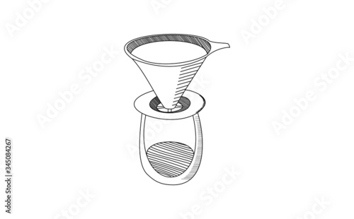 V60 coffee maker - doodle drawing art