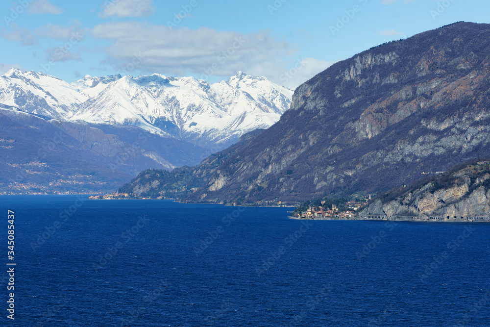 Winter landscape along the Como lake near Lecco