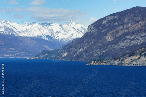 Winter landscape along the Como lake near Lecco