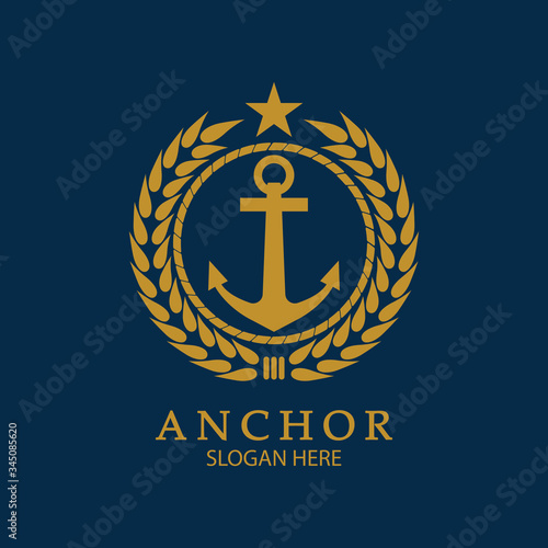 Anchor Logo Design Vector. Symbol of maritime icon or ocean business