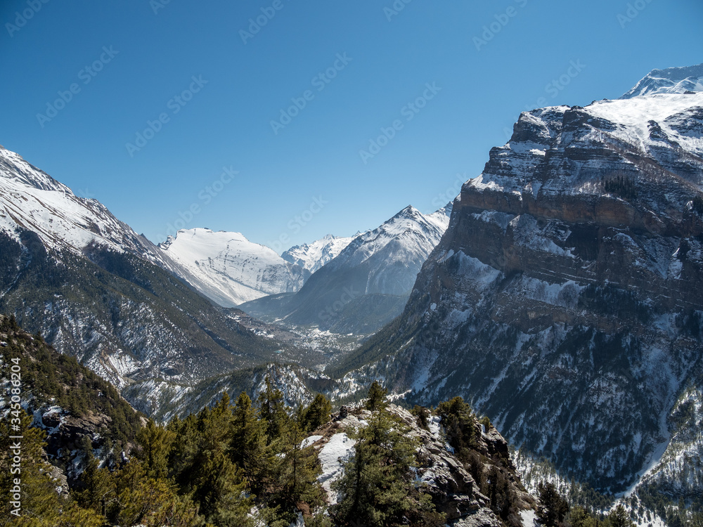 View of the Annapurna massif, Annapurna Trek, Nepal