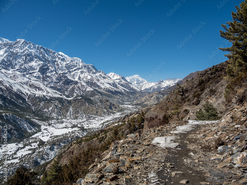 View of the Annapurna massif, Annapurna Trek, Nepal View of the Annapurna massif, Annapurna Trek, Nepal