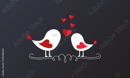 Love birds valentine's day romantic vector illustration