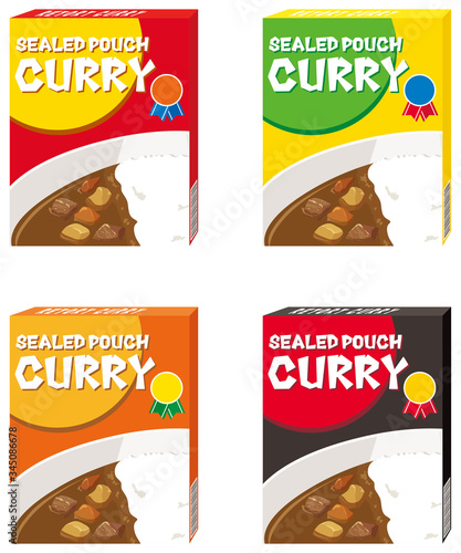 Pre-packaged food "curry" set  : vector illustration