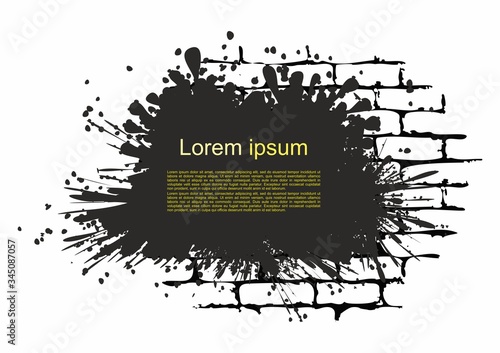 Grunge spray graffiti on brick wall. Grunge banner of a brick wall. Texture for poster, fabric, background and different print production.