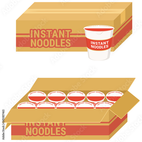 Instant noodles in cardboard. Vector illustration