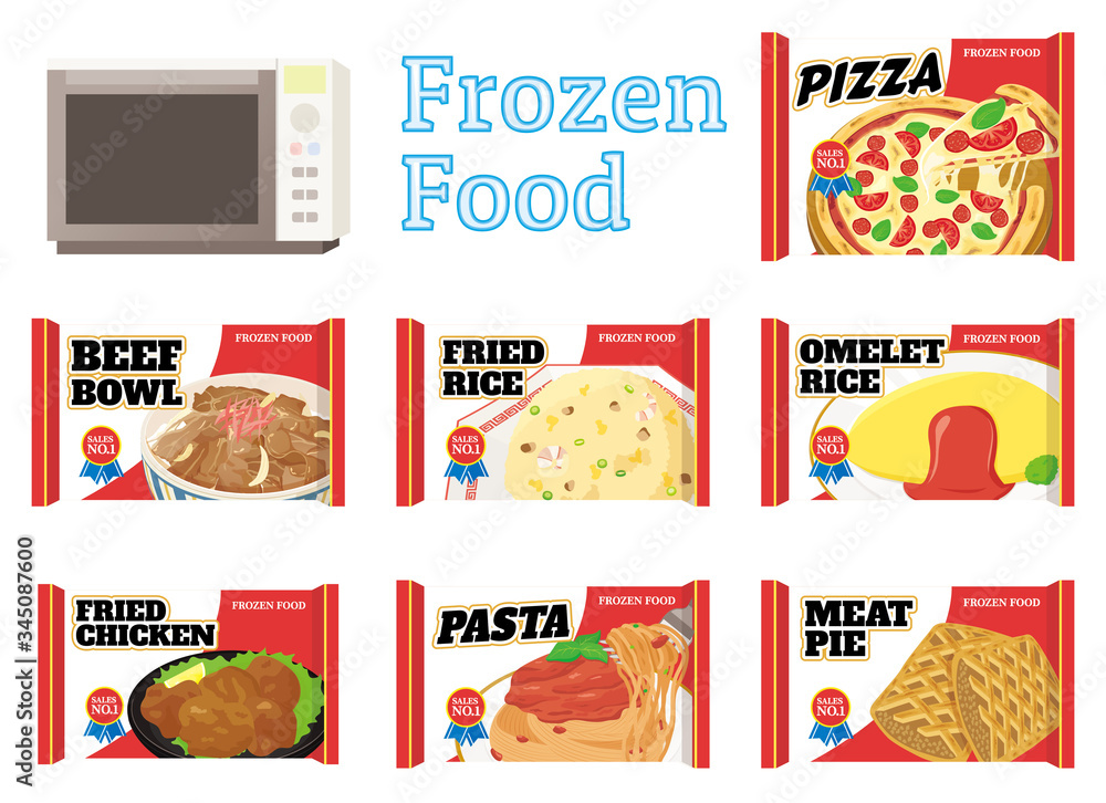 frozen food set. Vector illustration