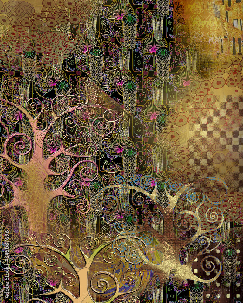 Background in the style of Klimt. Illustration For Wallpaper, Banner