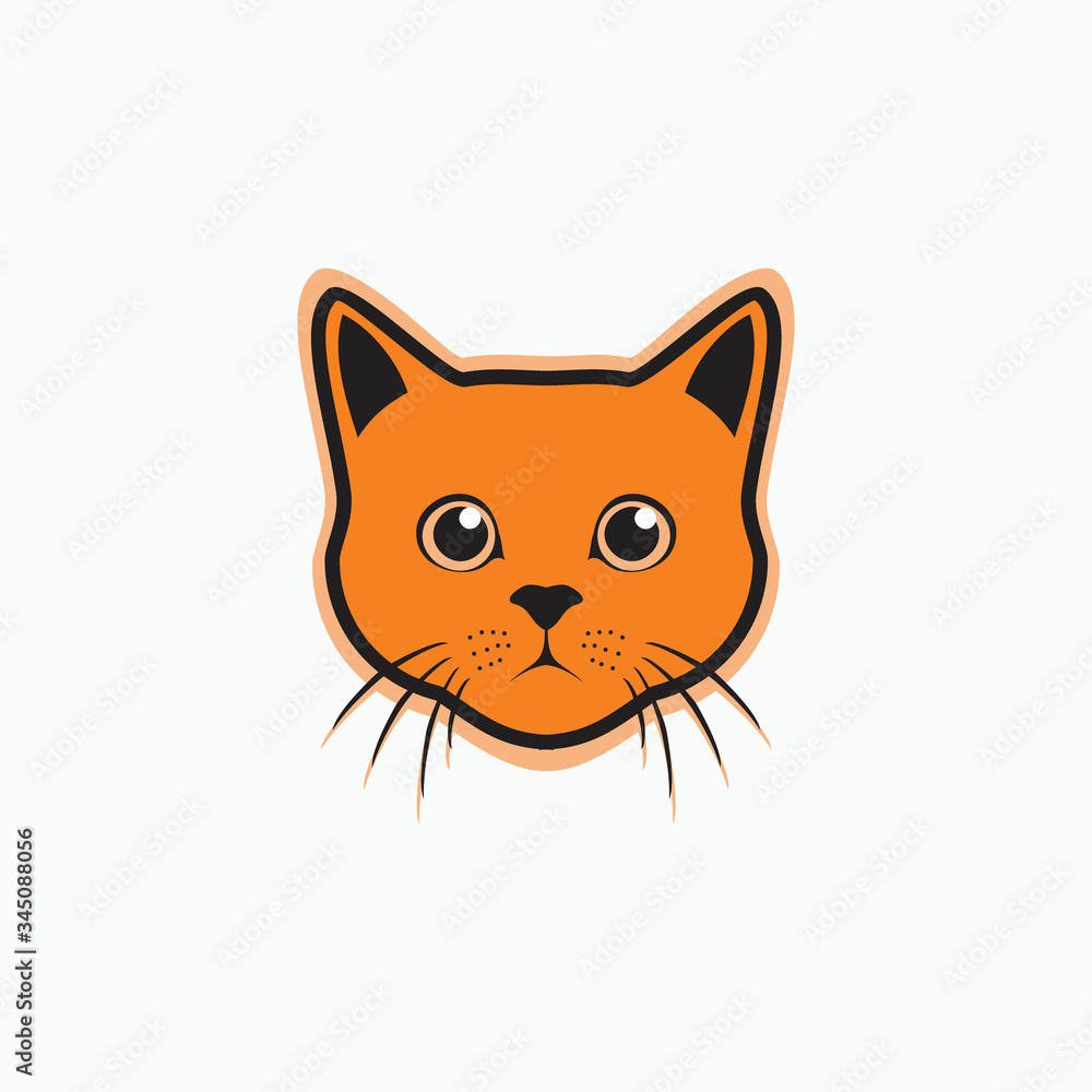 cute orange cat face - simple funny cat logo