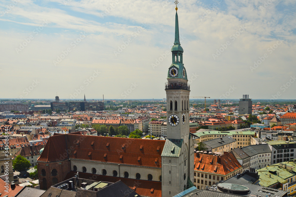 Panoramic view of the city of Munich in Germany