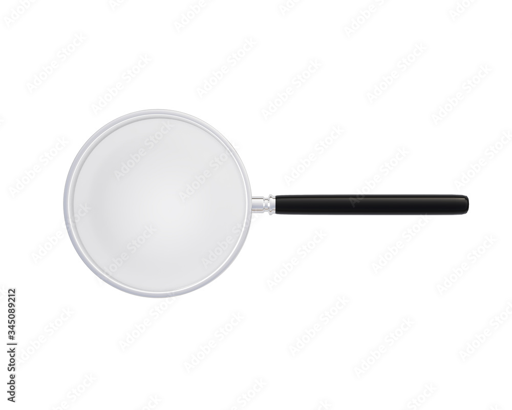 Zoom lens magnifier on a white background. Magnifying equipment instrument, magnifier loupe. 3d render Zoom lens magnifier on a white background. Magnifying equipment instrument, magnifier loupe. 3d render