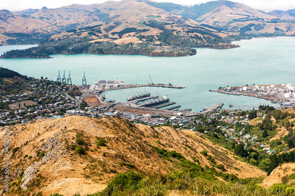 View from the Tauhinu-Korokio Scenic Reserve and Christchurch Gondola near Christchurch in New Zealand