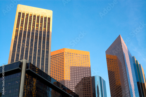 Skyline of buildings at downtown financial district in Los Angeles  California  United States