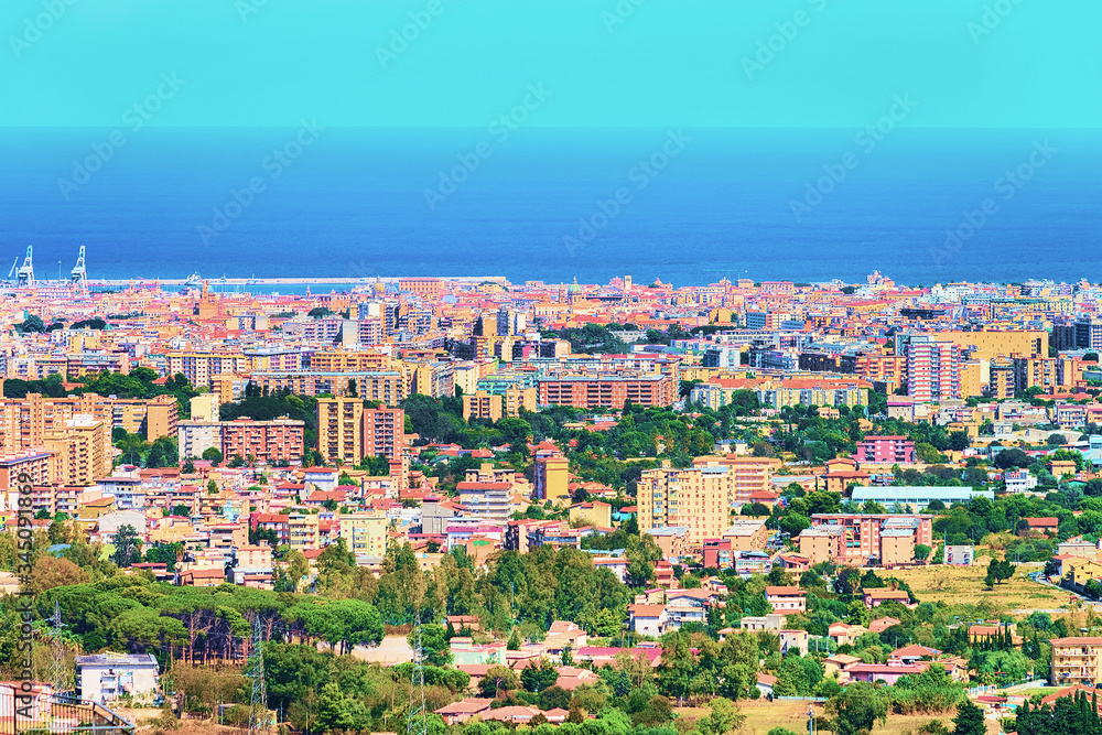 Scenery with cityscape and landscape of Palermo Sicily Mediterranean Sea