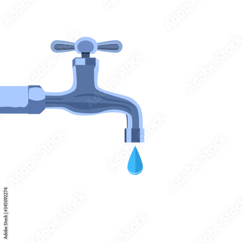Water tap with drop On a white background