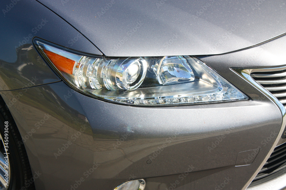 Close up of a car headlight