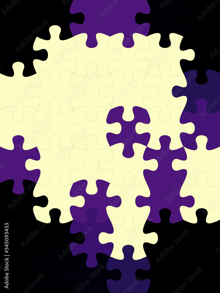 Connected blank puzzle pieces in two different colors Connected blank puzzle pieces in two different colors