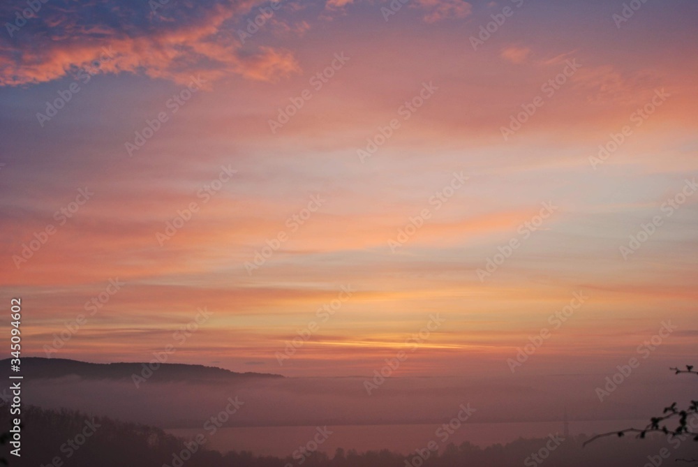 morning sunrise and sunset color sky nature landscape trees