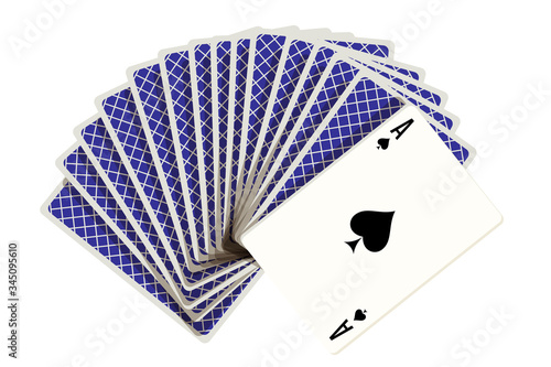 Playing cards isolated on white. Design element of online poker room, casino website, mobile app. Gambling industry, entertainment, sport or hobby concept. Vector illustration.