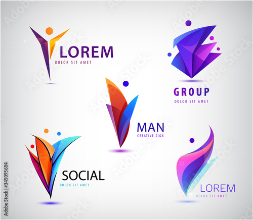 Vector people logo set, human, family, social group icons