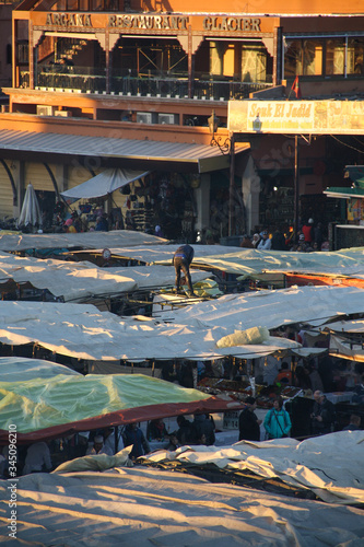 The famous night market in Marrakech, Morocco photo