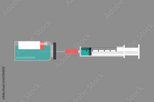 syringe with needle putting in medicine vial