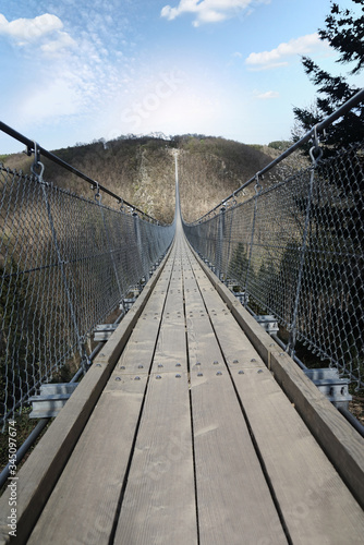  Suspension bridge. Pedestrian suspension bridge.