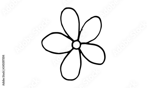 set of simple summer flowers drawings. abstract flower illustration. hand drawn vector art. black white illustration