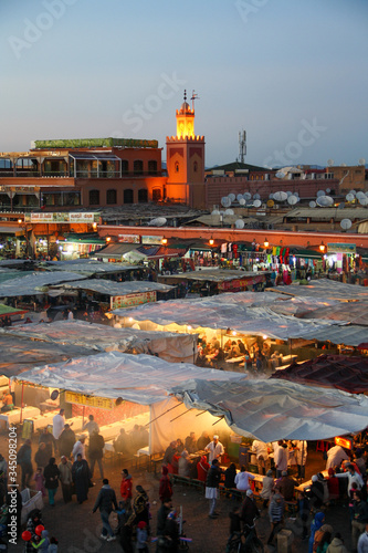 The famous night market in Marrakech, Morocco photo