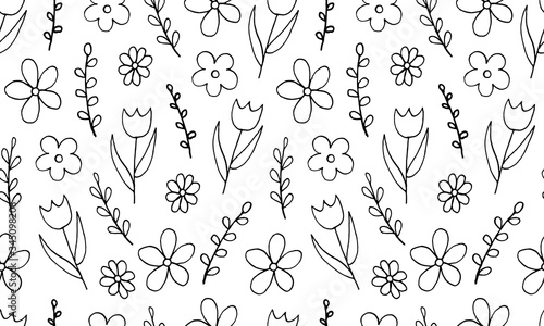 set of simple summer flowers drawings. abstract flower illustration. hand drawn vector art. pater illustration