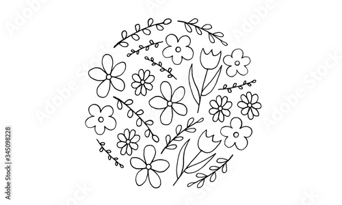 set of simple summer flowers drawings. abstract flower illustration. hand drawn vector art. pater illustration