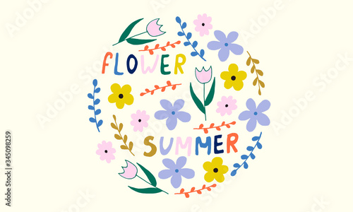 set of simple summer flowers drawings. abstract flower illustration. hand drawn vector art. pater illustration