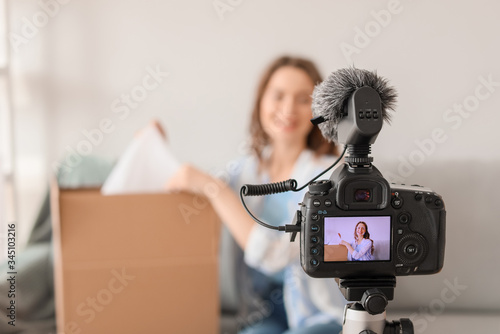 Young female blogger record...