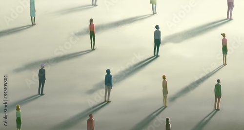 Obraz na płótnie Lonely crowd, social distancing concept painting