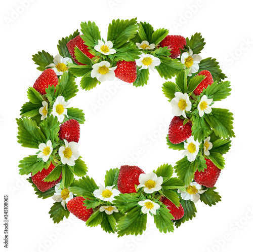 Strawberries round frame wi...
