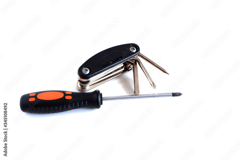 Fototapeta premium folding screwdriver on a white background. Tools