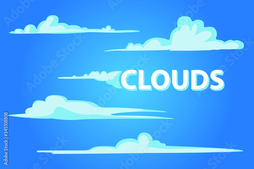 Nubes horizontales sobre cielo azul con título