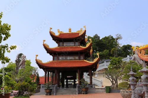 Architecture of Ho Quoc Pagoda on Phu Quoc Island in Vietnam. Buddhist monastery.