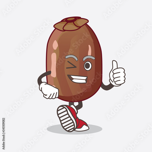 Date Palm Fruit cartoon mascot character making Thumbs up gesture